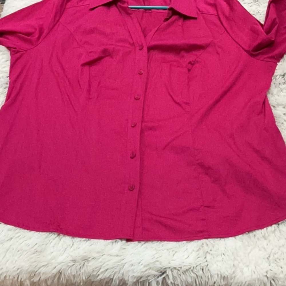 Lane Bryant size 20 pink button down long sleeve top - Picture 13 of 15